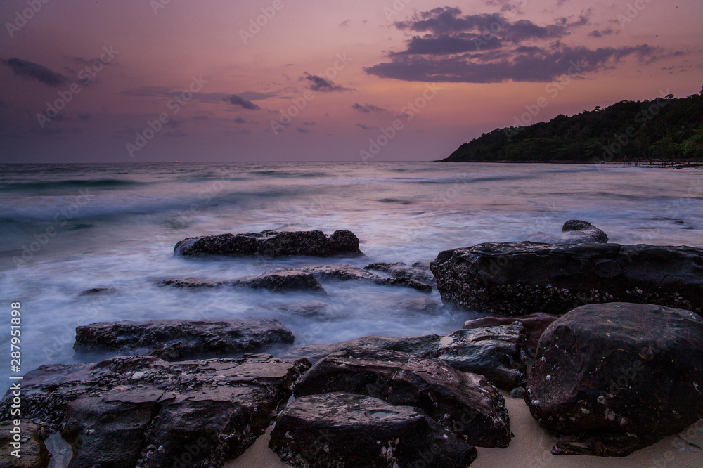 slow shutter speed sunset on the beach at Koh Kood Thailand slow shutter speed sunset on the beach at Koh Kood Thailand