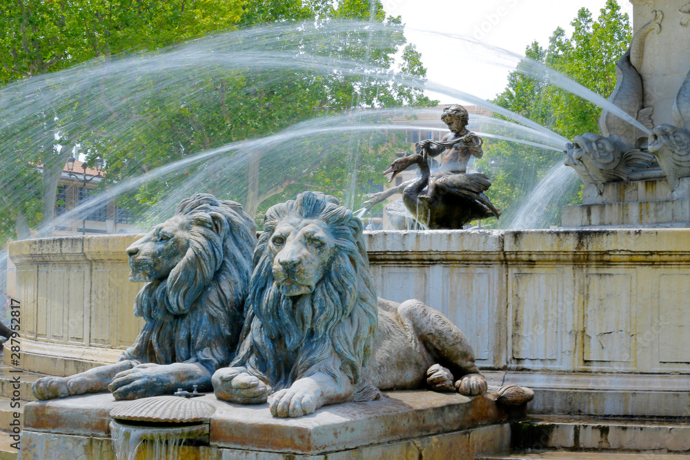 fountain “la rotonde” in the city of  aix en provence -france
