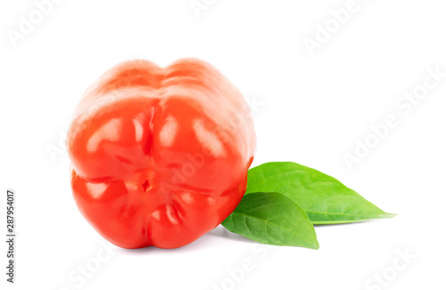 Big red bell pepper on a white background