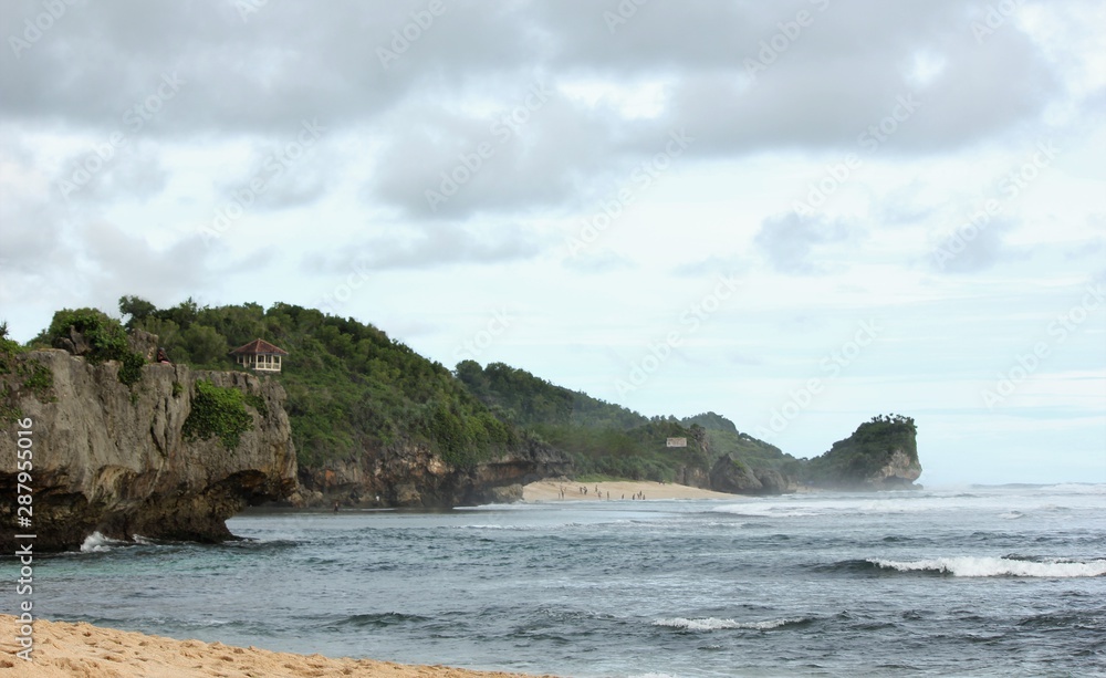 Fototapeta premium Beautiful beach in Pantai Seruni Indonesia