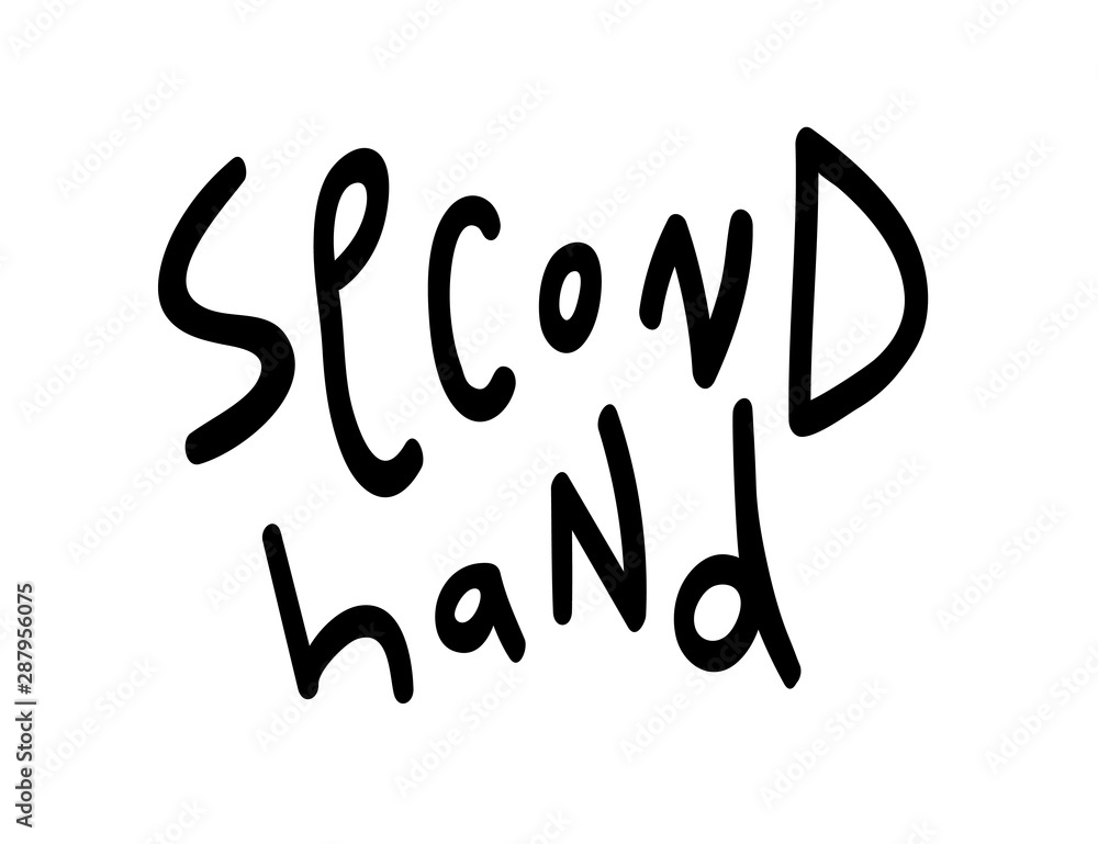 Sketchy second hand shop lettering logo isolated on white