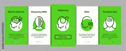 Headache Elements Vector Onboarding Mobile App Page Screen. Contour Illustrations