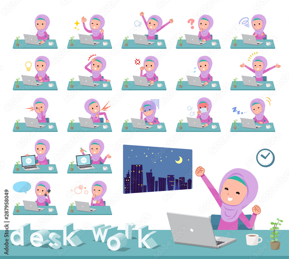 flat type Arab girl_desk work