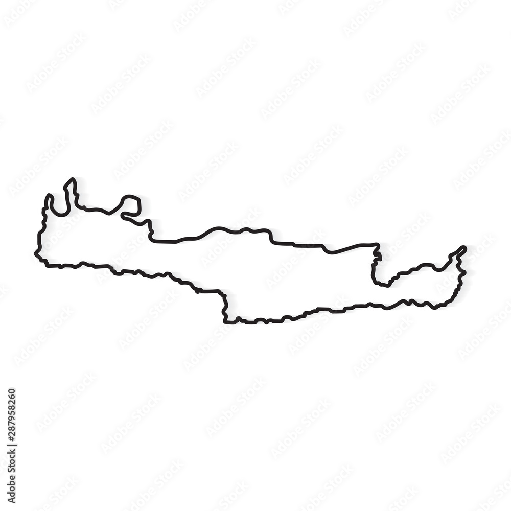 black outline of Crete island map- vector illustration