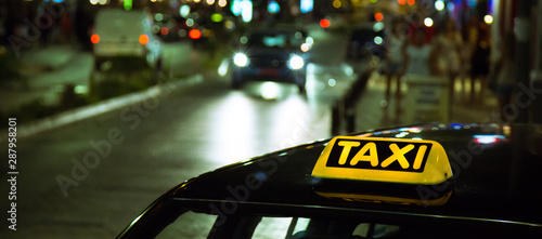 Taxi on a night city street