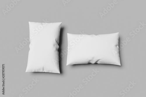 Wallpaper Mural Two White rectangular mocap pillow on a gray background. 3D rendering. Torontodigital.ca