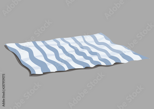 Cartoon beach litter on a white background. Illustration of a lying blanket. Drawing for children.