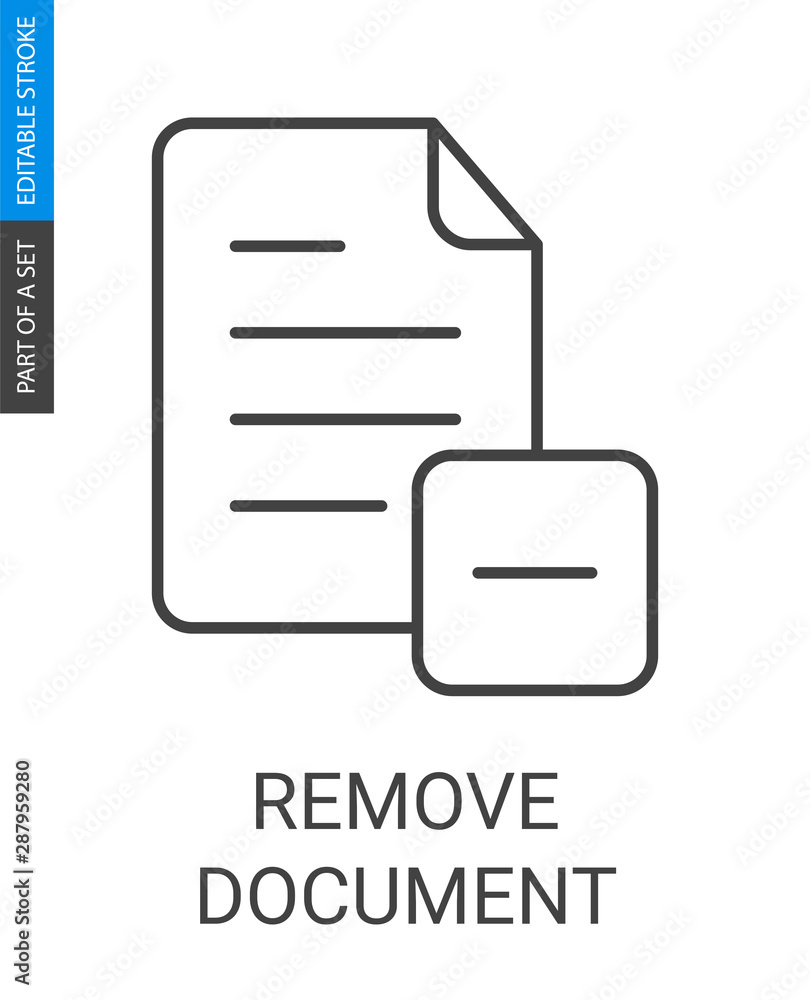 Remove document icon in outlinestyle with editable stroke Remove document icon in outlinestyle with editable stroke