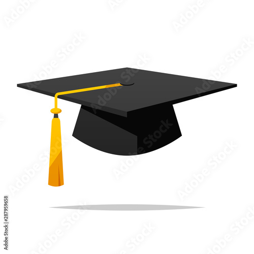 Graduation hat vector isolated illustration