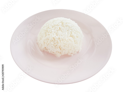 boiled rice on white background