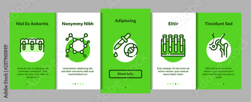 Biomaterials Elements Vector Onboarding Mobile App Page Screen. Contour Illustrations