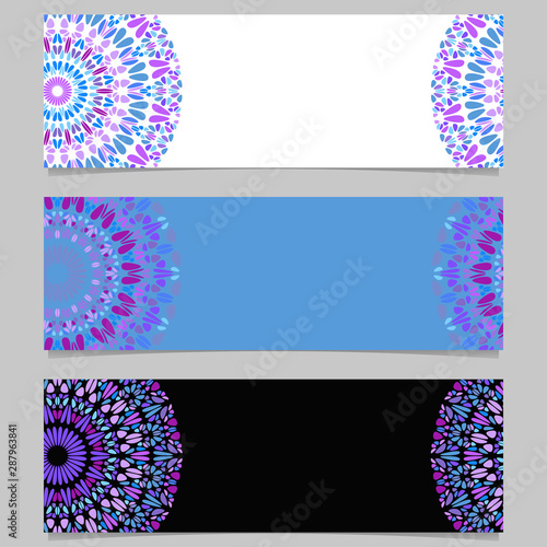 Geometrical gemstone mandala banner template set - colorful abstract vector graphic designs with curved shapes