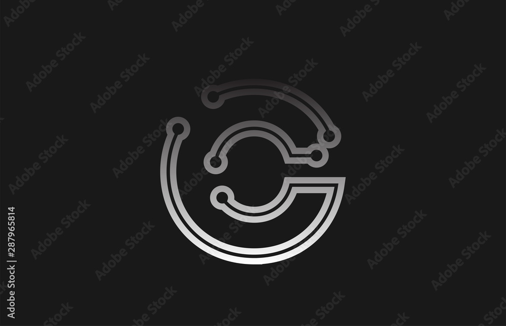 black and white line alphabet letter C for company logo icon design