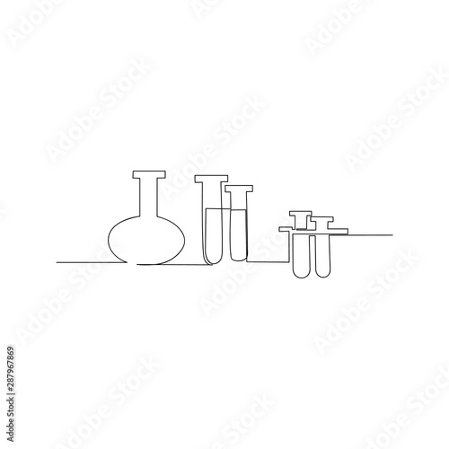 continuous line drawing of chemical lab retorts. isolated sketch drawing of chemical lab retorts line concept. outline thin stroke vector illustration