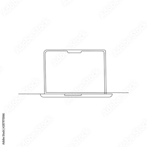 continuous line drawing of laptop. isolated sketch drawing of laptop line concept. outline thin stroke vector illustration