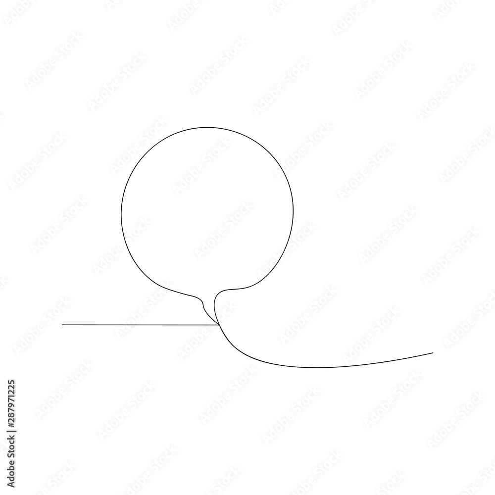 continuous line drawing of round speech bubble. isolated sketch drawing of round speech bubble line concept. outline thin stroke vector illustration