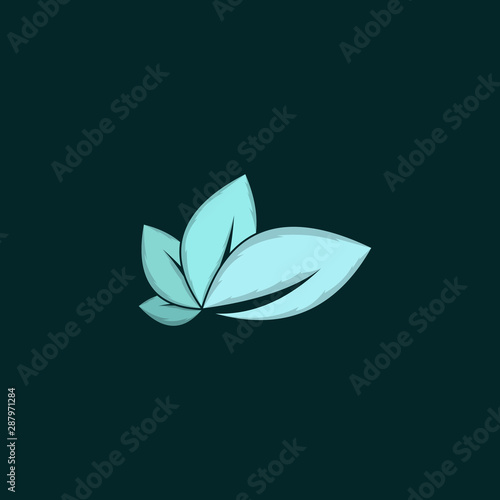 Green Leaves Nature Simple Icon Logo Element Design Template