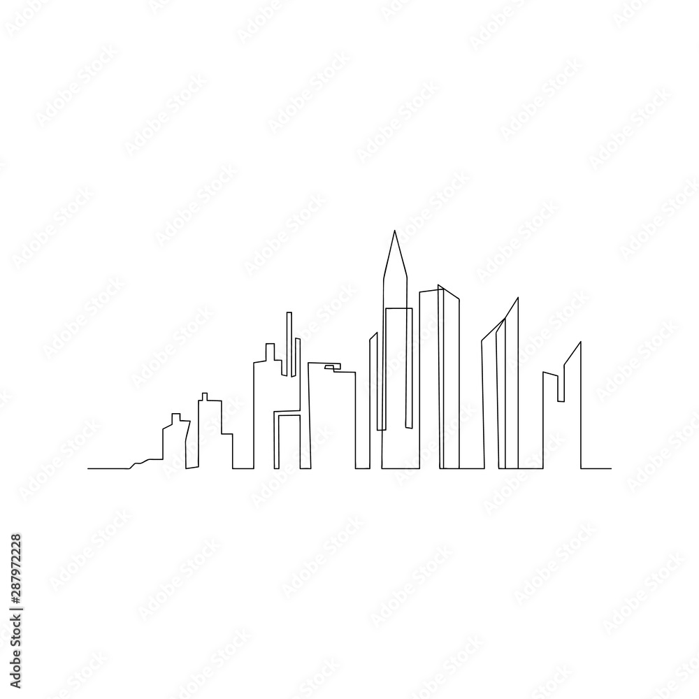 continuous line drawing of big city. isolated sketch drawing of big