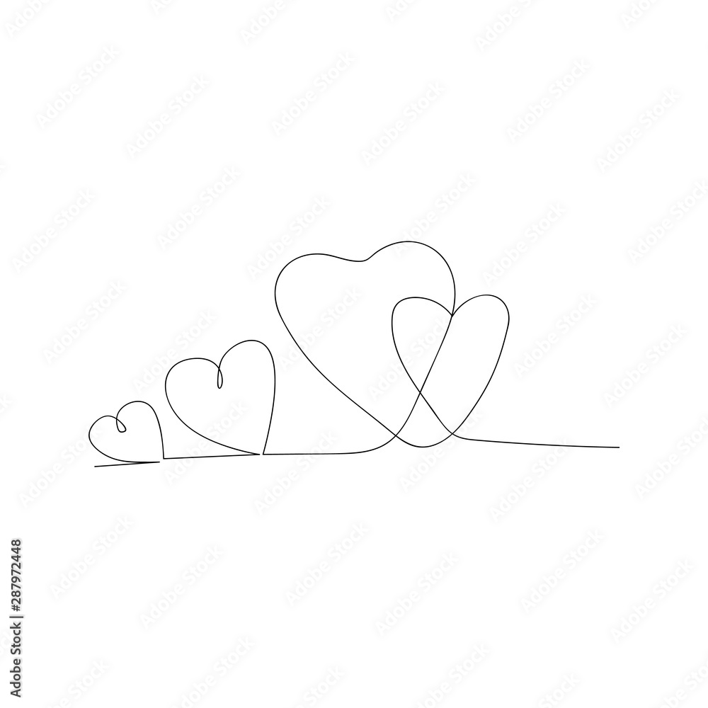 continuous line drawing of hearts. isolated sketch drawing of hearts line concept. outline thin stroke vector illustration continuous line drawing of hearts. isolated sketch drawing of hearts line concept. outline thin stroke vector illustration