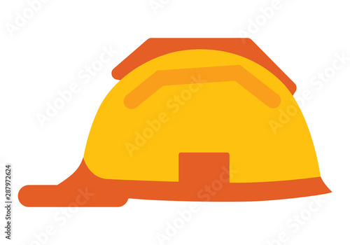 Yellow hat vector, isolated icon of helmet protecting head from items. Worker uniform, builders protection, life saving object plastic headwear flat style