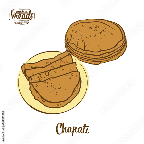 Colored drawing of Chapati bread