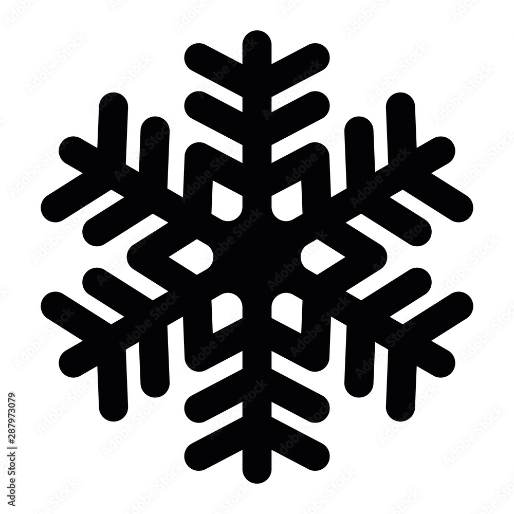 Fototapeta premium Snowflake icon. Christmas and winter theme. Simple flat black illustration with rounded corners on white background