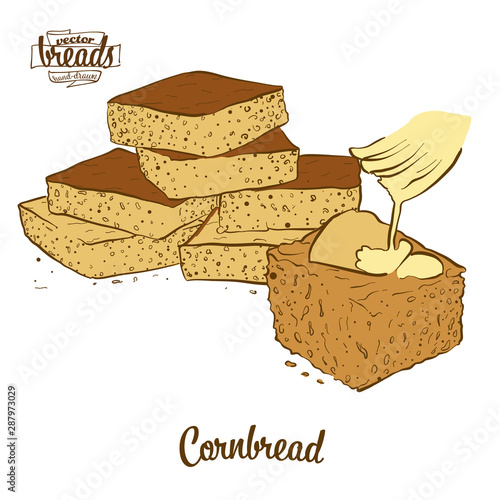 Colored drawing of Cornbread bread