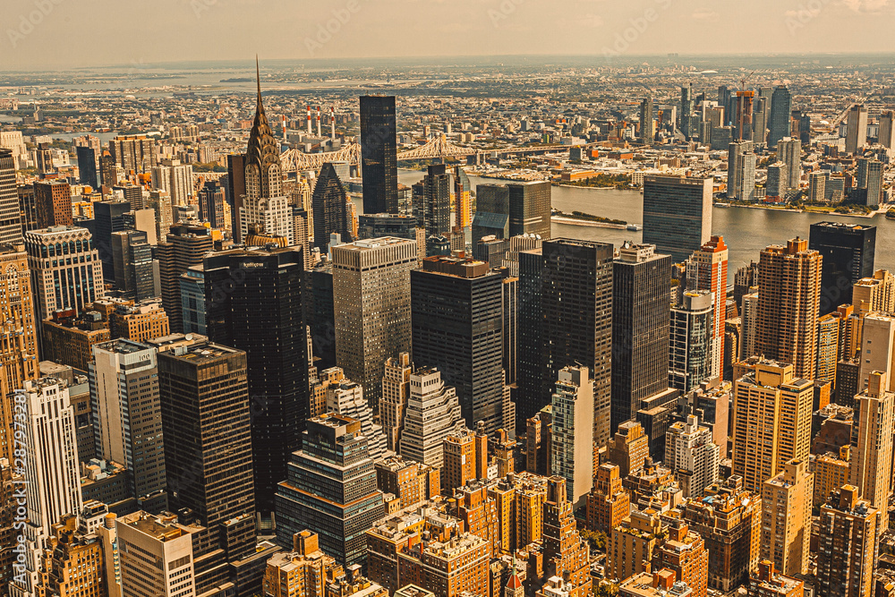 Fototapeta premium new york skyscrapers top and overall view