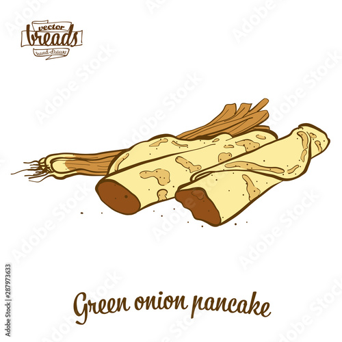 Colored drawing of Green onion pancake bread