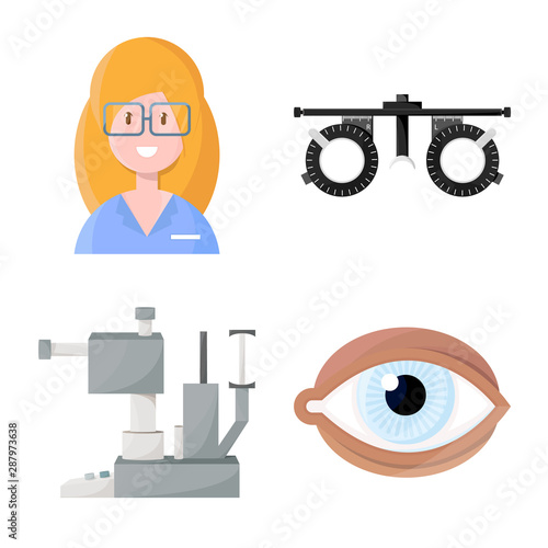 Isolated object of vision and clinic symbol. Collection of vision and ophthalmology stock symbol for web.