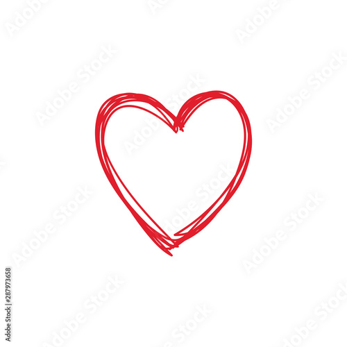 Heart doodle  hand drawn symbol of love. Sketched illustration.