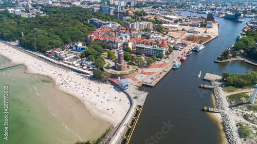 Kołobrzeg – piękne miasto i uzdrowisko nad Morzem Bałtyckim z lotu ptaka