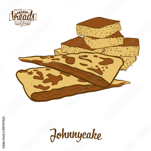 Colored drawing of Johnnycake bread