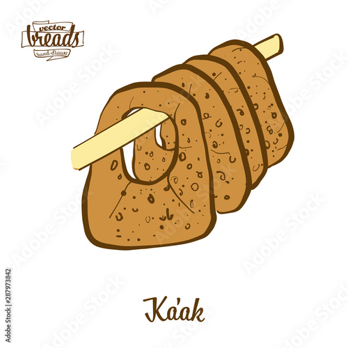 Colored drawing of Kaak bread