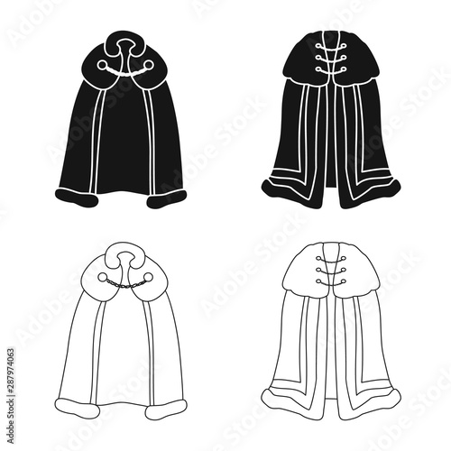 Vector illustration of material and clothing icon. Set of material and garment stock vector illustration.