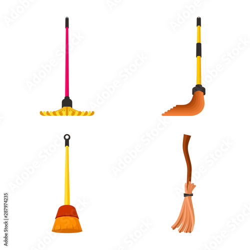 Vector illustration of equipment and housework icon. Set of equipment and clean vector icon for stock.