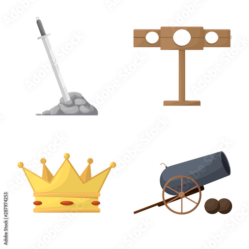 Isolated object of medieval and history sign. Set of medieval and tournament stock symbol for web.