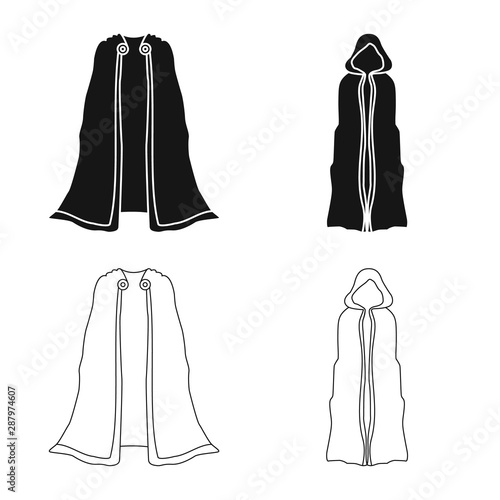 Isolated object of material and clothing symbol. Collection of material and garment stock symbol for web.