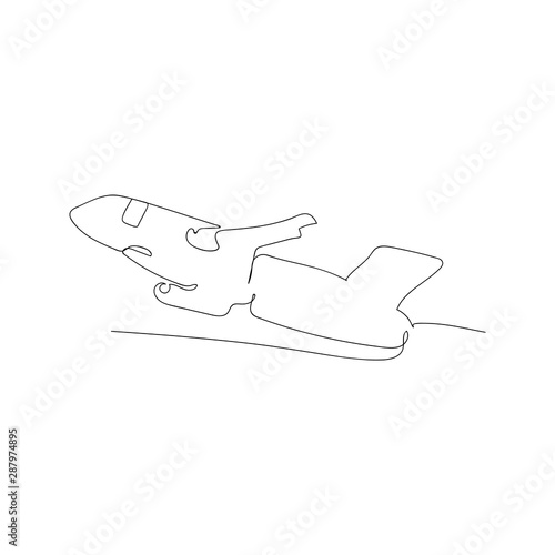 continuous line drawing of airplane. isolated sketch drawing of airplane line concept. outline thin stroke vector illustration