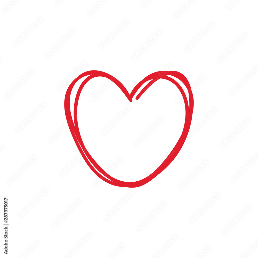 Heart doodle, hand drawn symbol of love. Sketched illustration.