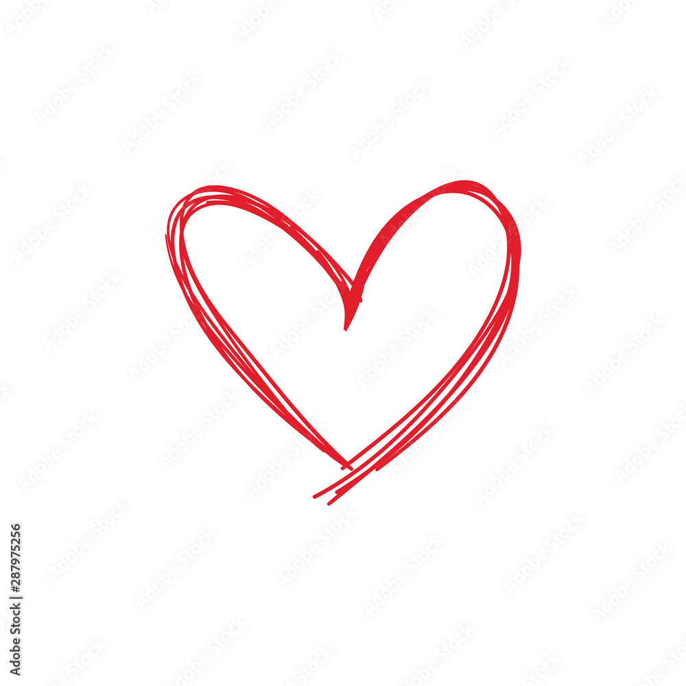 Heart doodle, hand drawn symbol of love. Sketched illustration.