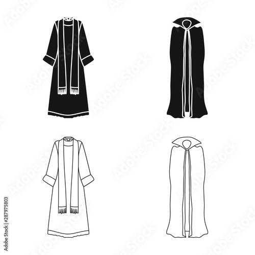 Vector design of material and clothing logo. Set of material and garment stock symbol for web.
