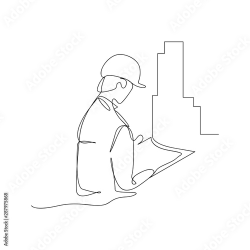 continuous line drawing of engineer building. isolated sketch drawing of engineer building line concept. outline thin stroke vector illustration