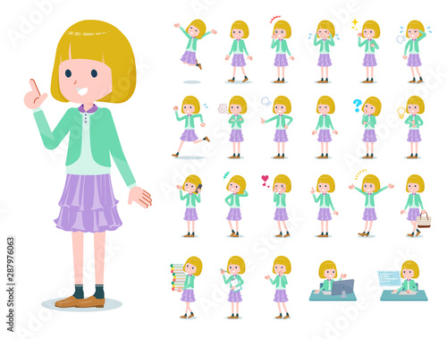 flat type blond girl white_emotion