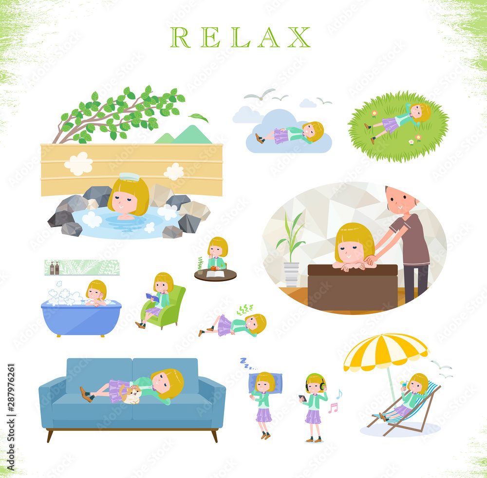 Fototapeta premium flat type blond girl white_relax