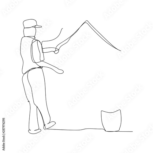 continuous line drawing of men drawing. isolated sketch drawing of men line concept. outline thin stroke vector illustration
