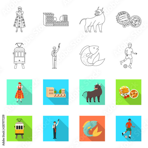 Isolated object of and historic icon. Set of and country vector icon for stock.
