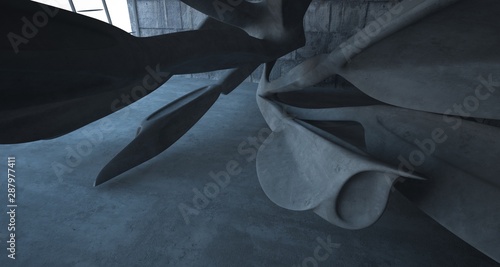 Empty dark abstract concrete smooth interior . Architectural background. 3D illustration and rendering