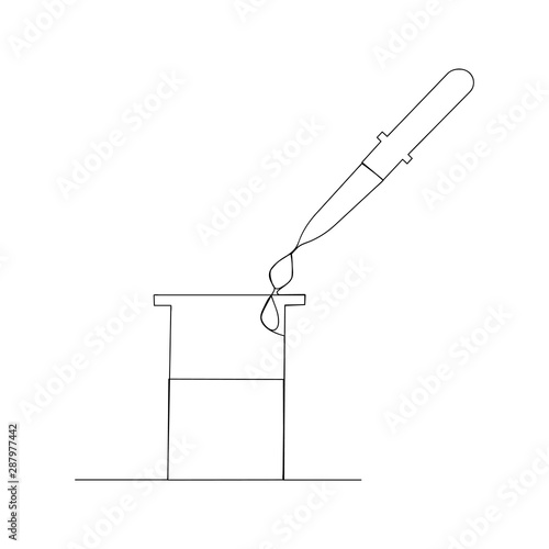 continuous line drawing of chemical retort. isolated sketch drawing of chemical retort line concept. outline thin stroke vector illustration