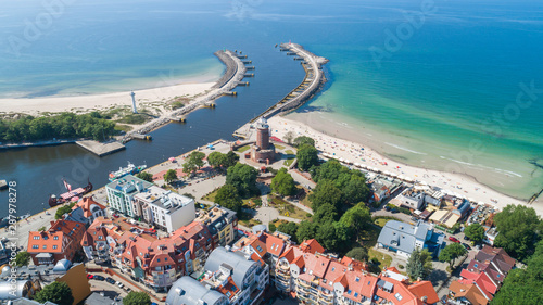 Kołobrzeg – piękne miasto i uzdrowisko nad Morzem Bałtyckim z lotu ptaka